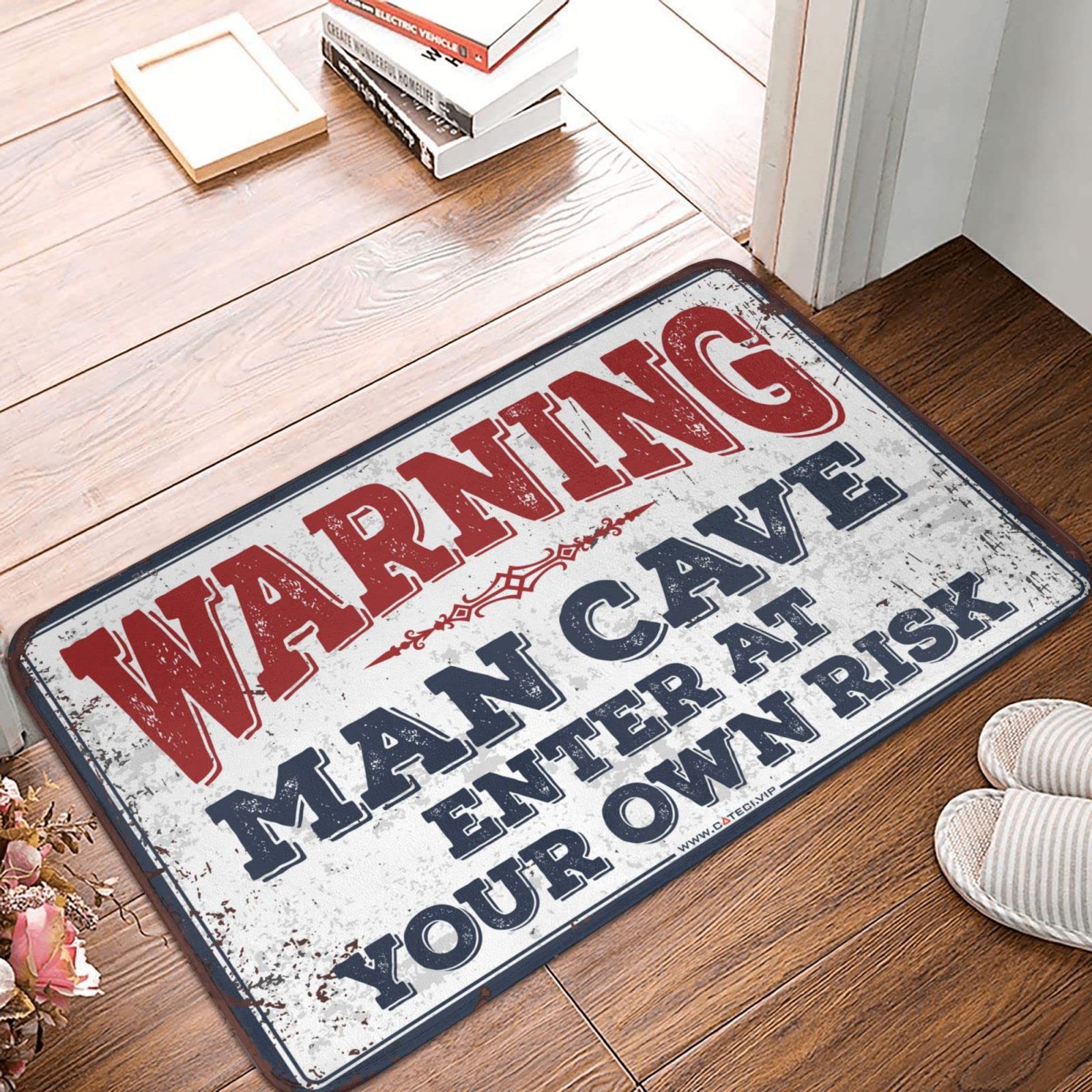 Tapis d'extérieur Enter at Your Own Risk grand format 65 x 90 cm pour maison