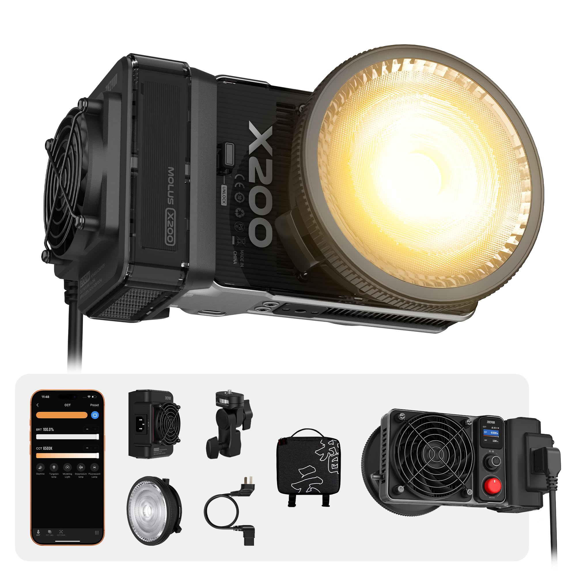ZHIYUN MOLUS G200 COB撮影ライト 200Wビデオライト Amazon | [公式旗艦店] ZHIYUN MOLUS X200 バイカラー 標準 200W
