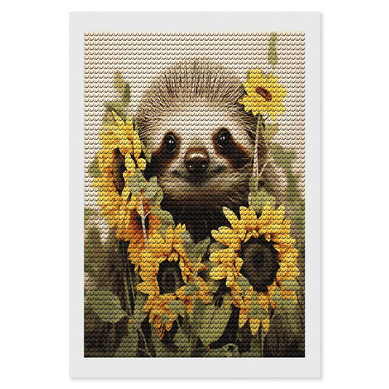 LDGSUPH Sloth Sunflower Diamond Painting Kits for Adults Paint with Diamond Pictures Art DIY Full Drill Diamond Dots Painting Personalized Diamond Photo for Home Wall Decor Gift 8"x12"