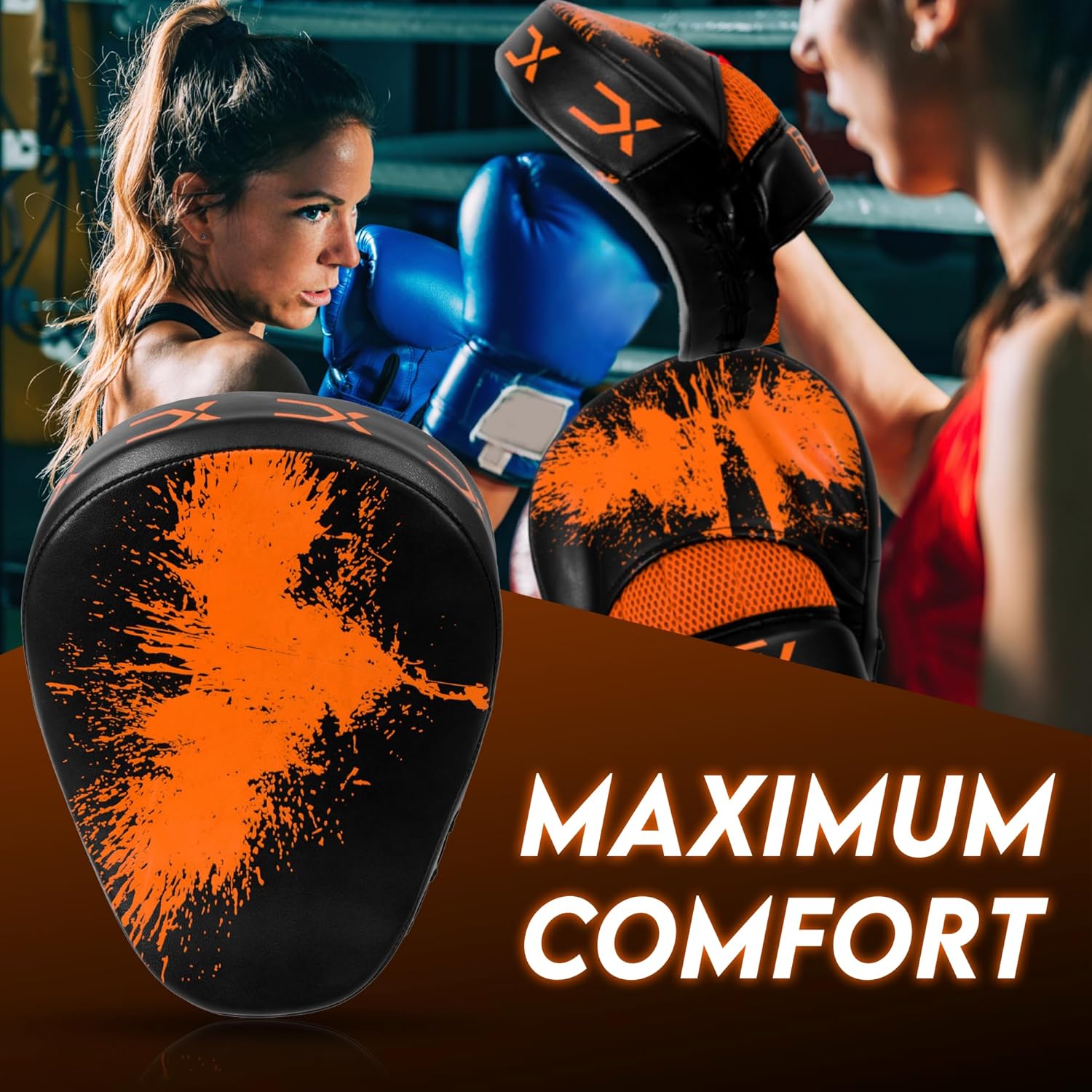 DALLX Sports Punch Mitts Target Focus Pads Hook and Jab Curved for MMA Training Martial Arts Karate Kickboxing Muay Thai with Adjustable Straps Ventilated
