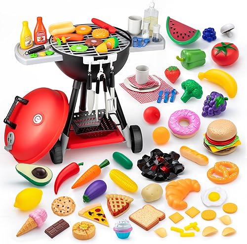 JOYIN 50 piezas de juguetes de plástico para niños, comida falsa, juego de cocina de simulación, juego de 34 piezas de juguetes de cocina, juego de