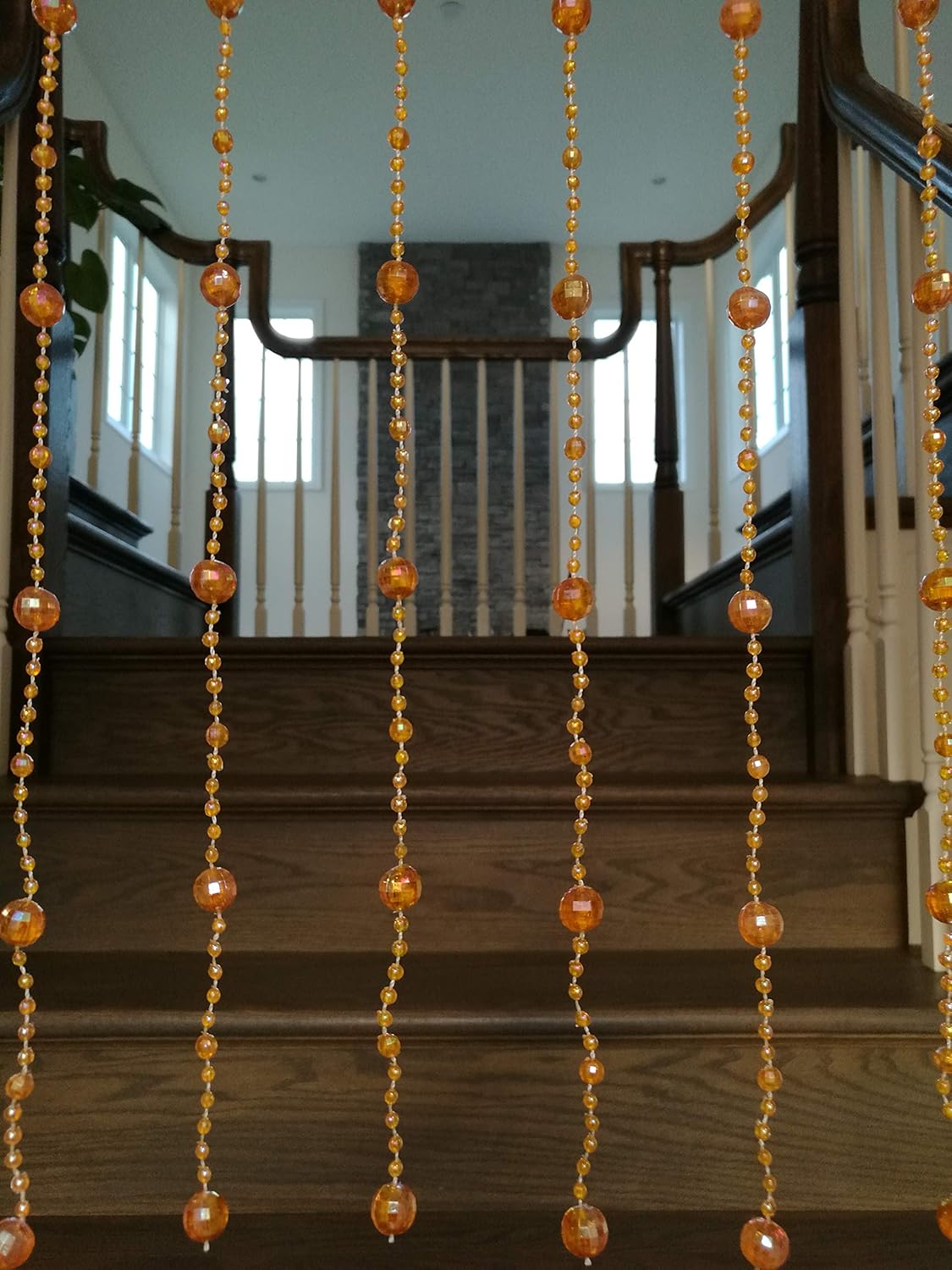 TJ Global Beautiful Home Decor Acrylic Beaded Curtain Door Screen Divider W31.5 x H78 - Orange Iridescent Balls