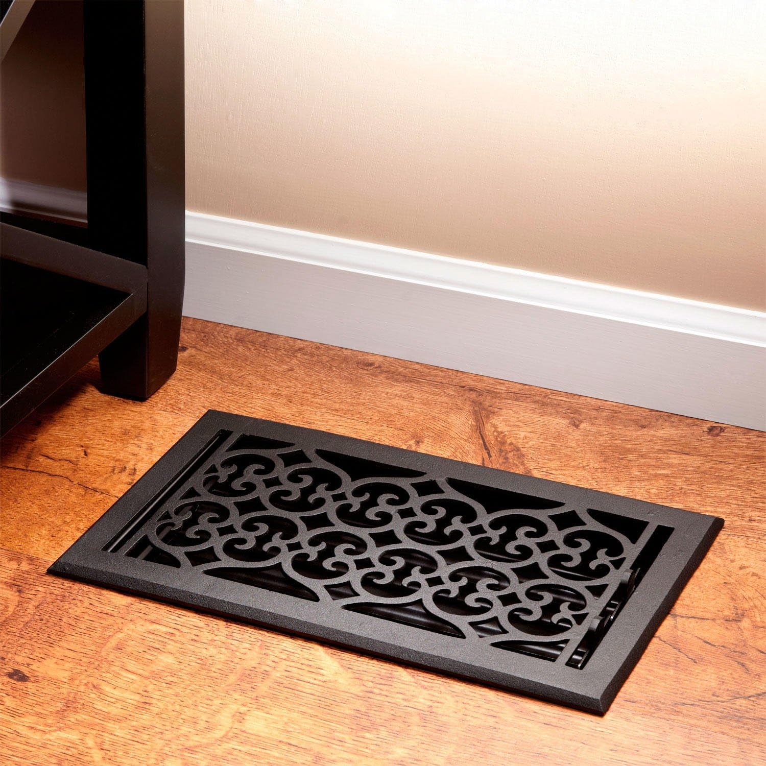 Signature Hardware 345931 Old Victorian Cast Iron Floor Register - 4" x 10"