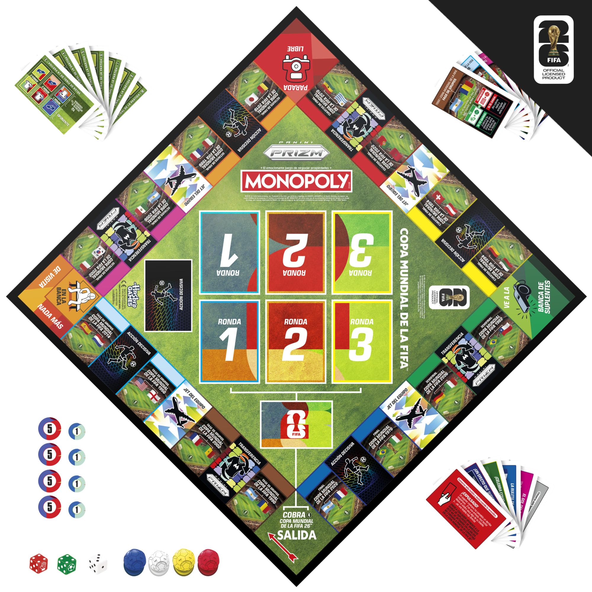 Jeu Monopoly Panini Prizm : Coupe du Monde de la FIFA I Jeu de société sur Le thème du Football et Cartes à Collectionner Monopoly Panini Prizm Coupe du Monde de la FIFA 2026 I Âge : 8 + - Version