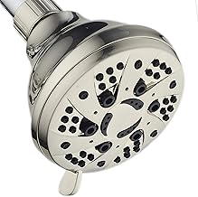 AquaDance BRUSHED NICKEL High Pressure 6-Setting Spiral Shower Head – Angle Adjustable, Anti-Clog Showerhead Jets, Tool-Free Installation - USA Standard Certified - Top U.S. Brand