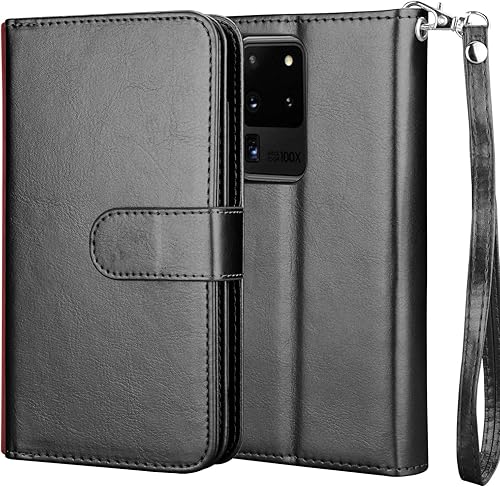 Miniatura 7 de Njjex Funda para Galaxy S20 Ultra 5G, para Samsung Galaxy S20 Ultra (6.9 pulgadas), 9 ranuras para tarjetas Funda de piel sintética para crédito de