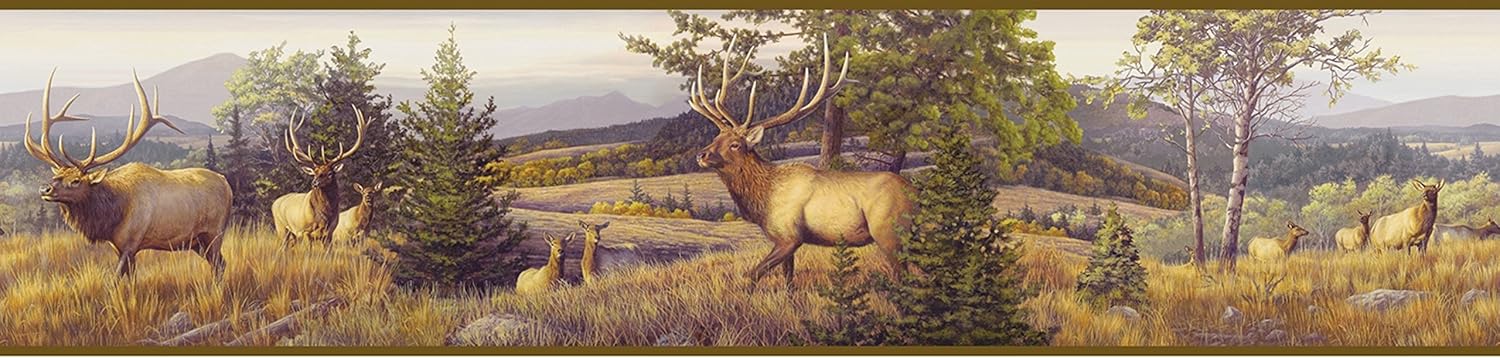 Chesapeake HTM48491B Breeze Purple Elk Mountain Portrait Wallpaper Border