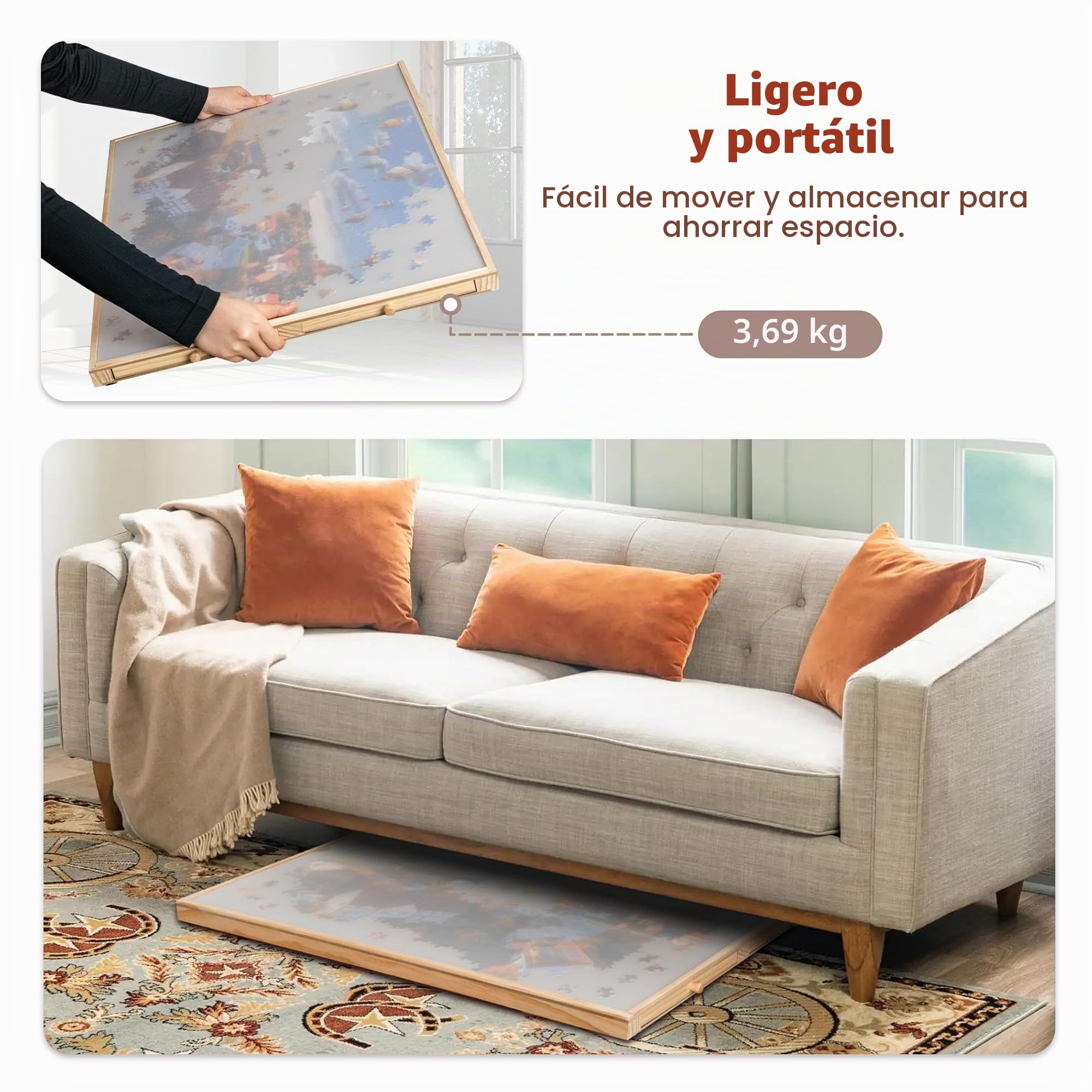 Becko US Tablero de rompecabezas inclinable de 1000 piezas a partir de 3 años con 4 cajones y cubierta coloridos, mesa de rompecabezas ajustable con caballete/soporte integrado, mesas portátiles con