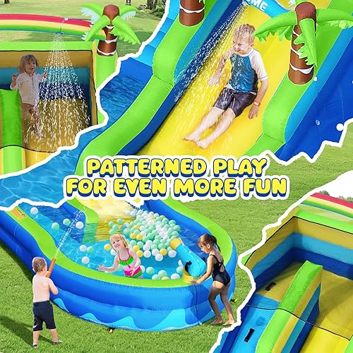 Miniatura 2 de Tobogán acuático de grado comercial para niños y adultos, tobogán acuático inflable gigante con soplador húmedo y seco, combo de PVC duradero,