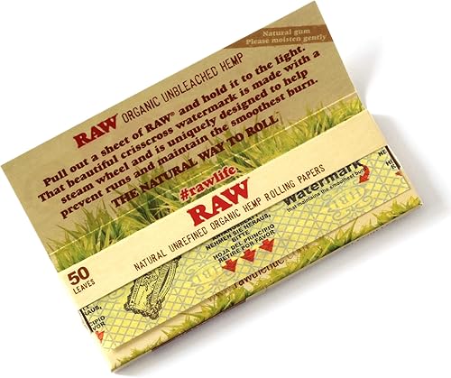 Miniatura 2 de RAW Unrefinar - Papel orgánico para cigarrillos de tamaño 1.25 1 14, caja completa de 24 paquetes, amarillo, 50 unidades (paquete de 24)