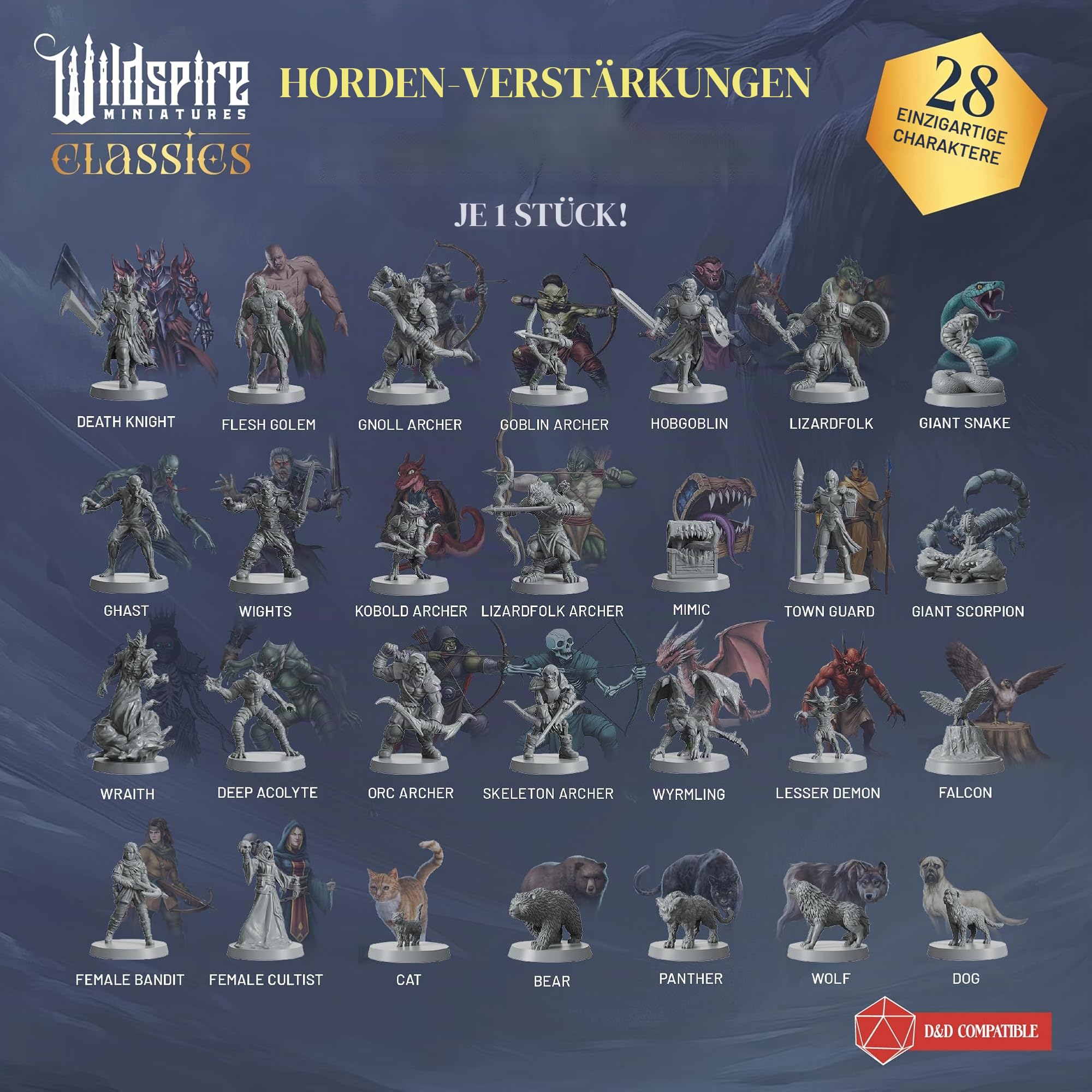 Horde Reinforcements Set - Monsters & Encounters for DND Miniatures Bulk Set 28mm Unpainted DND Minis for Dungeons Dragons | D&D Minis RPG Tabletop Gaming | Fantasy Figurines TTRPG I Realm Reforged