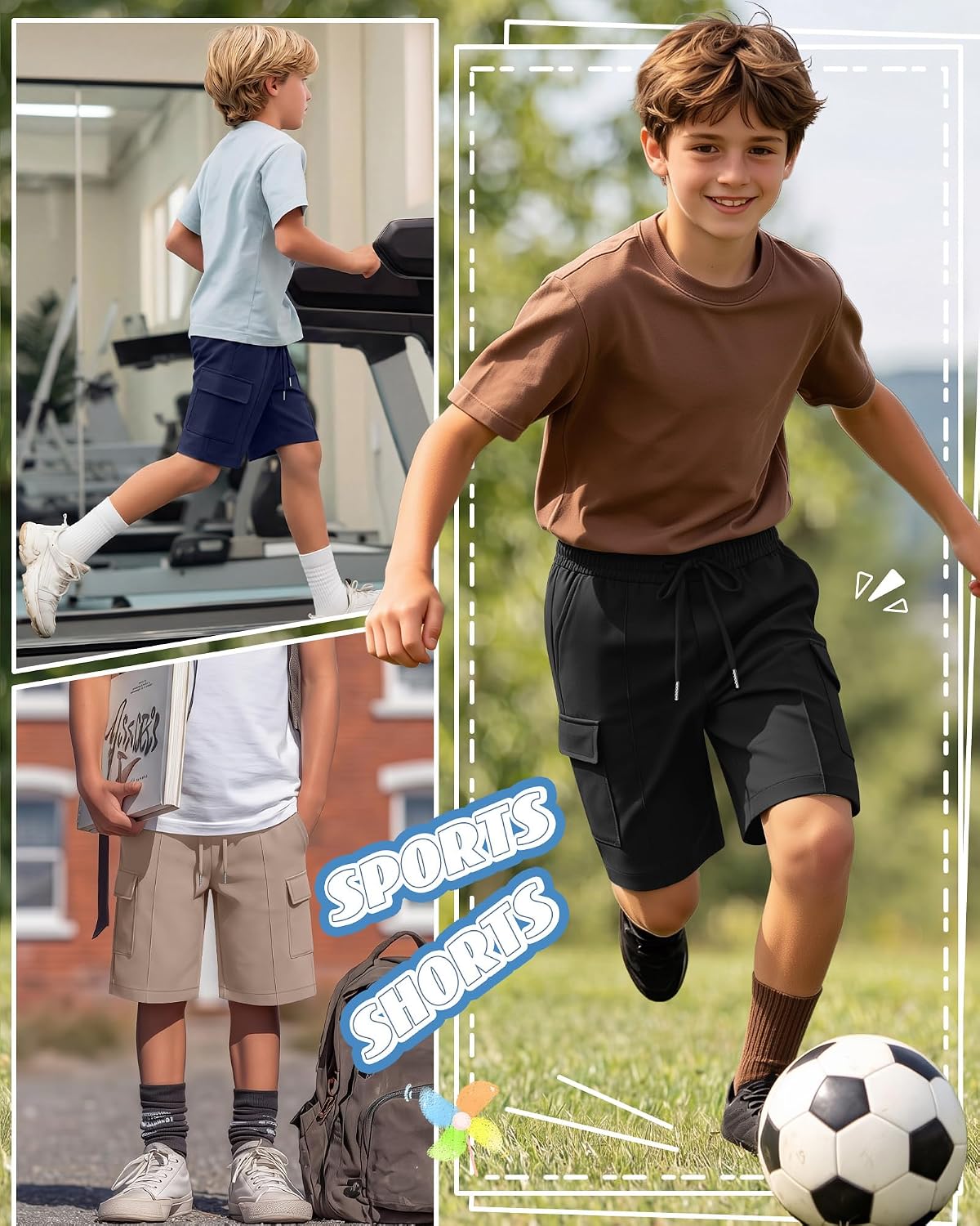 4 Pack Boys Cargo Long Shorts 5-14Y