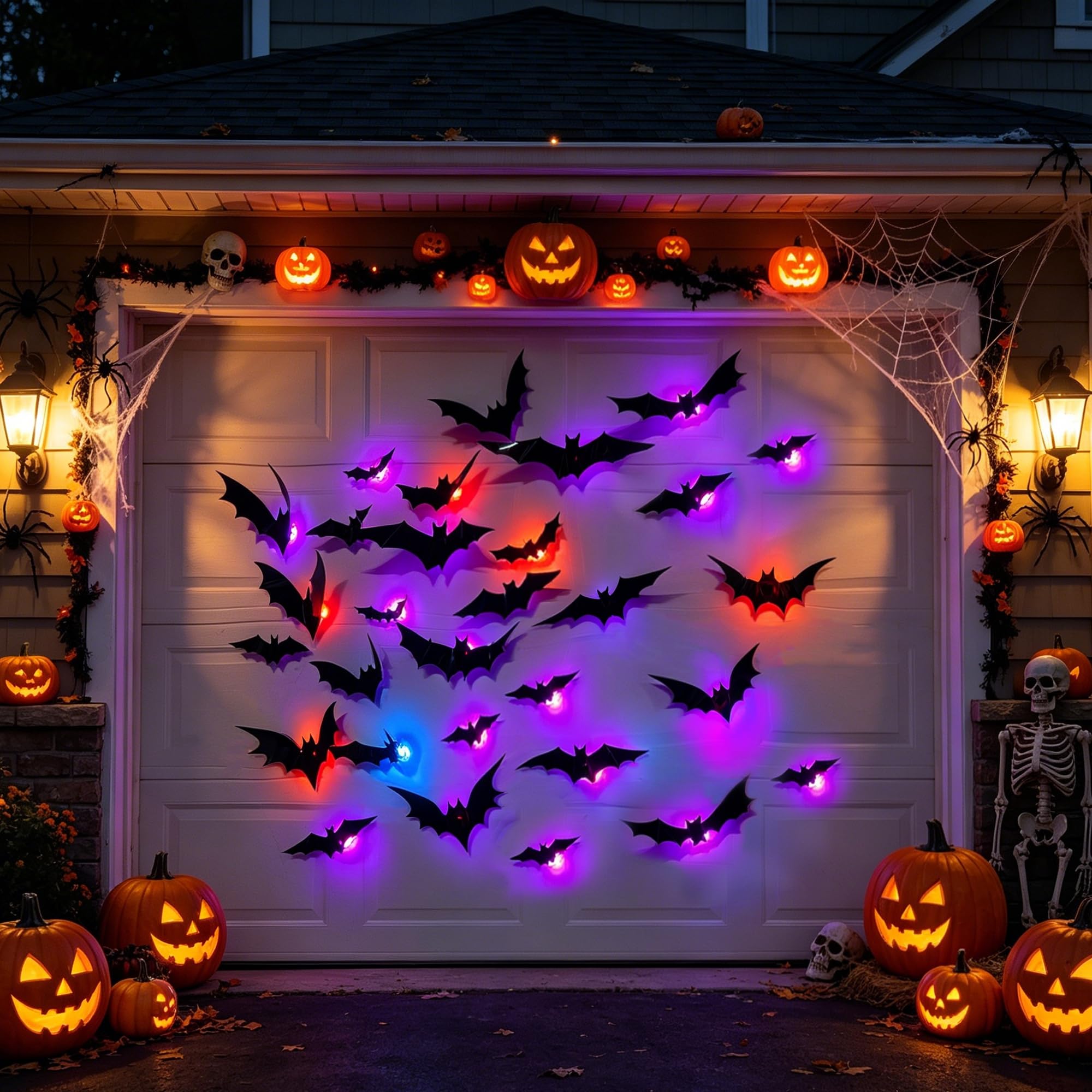 DR.DUDU Confezione da 36 adesivi da parete a forma di pipistrelli di Halloween, dimensioni assortite per feste di Halloween, decorazioni per finestre della camera da letto, decalcomanie per interni ed