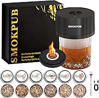 SMOKPUB Electric Whiskey Smoker Kit - Rechargeable No Butane Cocktail Smoker with 6 Wood Chips, Old Fashioned Drink Infuser Gift for Men