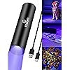 Esgofo 365nm UV Flashlight Mini, Ultraviolet Small Black Light Flash Lights USB C Rechargeable, Portable Handheld LED Blacklight for Pet Urine Detection Scorpion Resin Curing