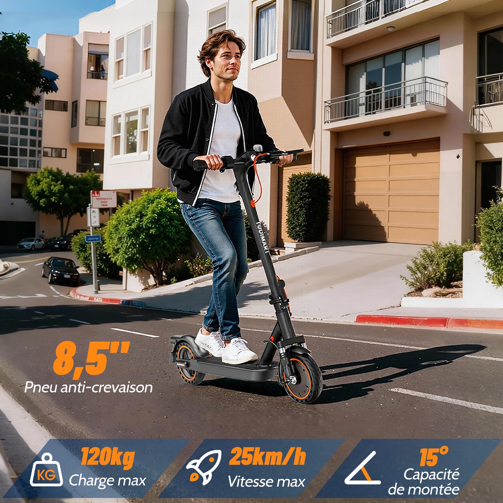 TODIMART T3 Trottinette Electrique Adulte antivol Ultra Legere, Moteur 350W/25KM/H Autonomie 35KM Batterie 36V 7.8Ah,Trotinette électrique Adulte Pliable pneus nid d'abeille increvables, Charge 120kg