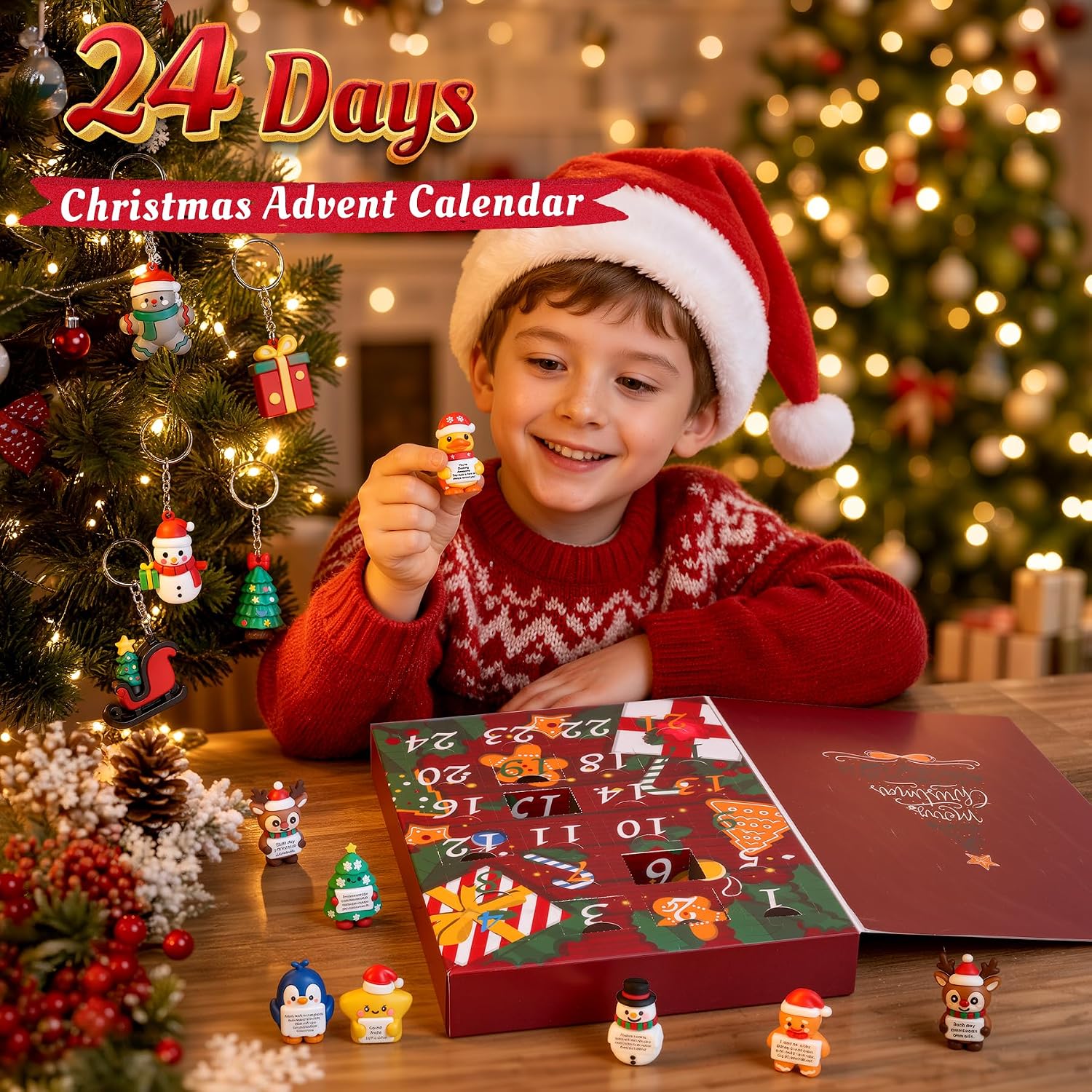 Christmas Advent Calendar 2026 with Positive Mini Figures & Keychains image 3