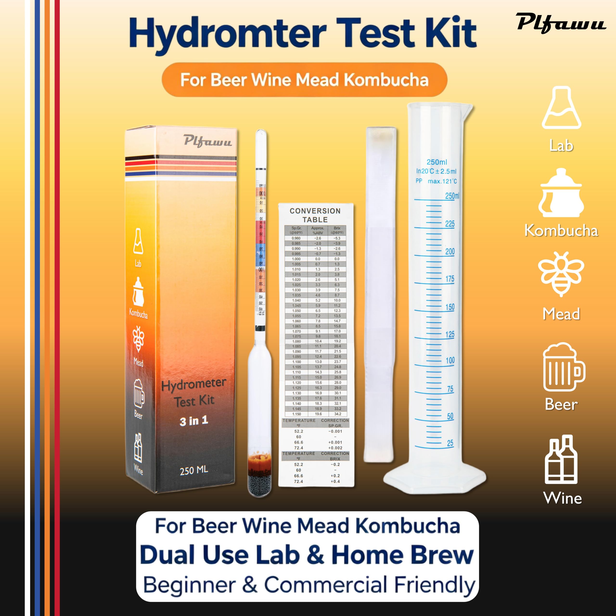 Lab Hydrometer Kit - ABV, Brix & SG Tester -6