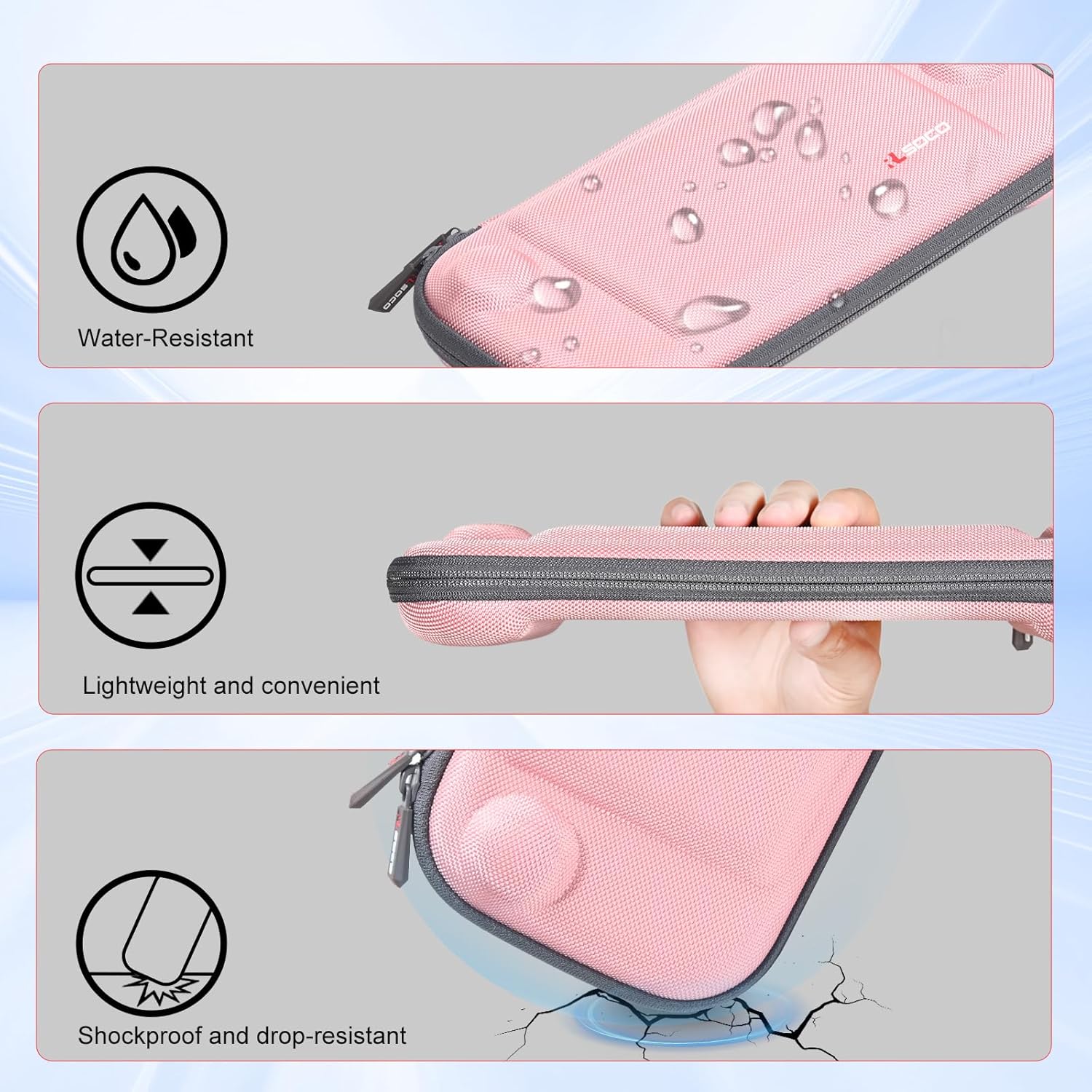 RLSOCO Carrying Case for Nintendo Switch 2 Game Console with 8 Game Card Slots | Compact Design with YKK Zipper & Scratch Protection - Pink (Case Only) - Image 3