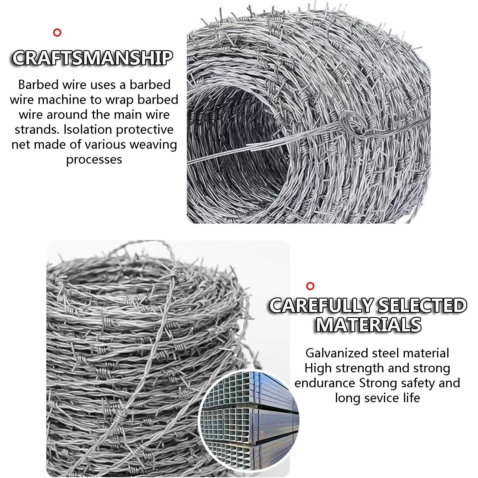 Rollo De Alambre De Púas, Alambre Espino Galvanizado Alambre De Espino Anti-Escalada Anti-Robo Malla De Alambre Valla Aislamiento De Espinas Medidas De Seguridad para Valla (2.1mm 200m)