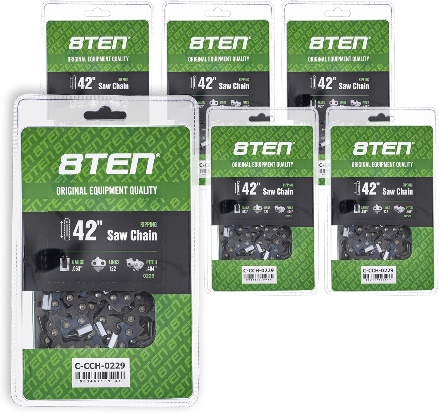 8TEN Ripping Chainsaw Chain 42 Inch .063 .404 122DL for Stihl 051 075 076 088 MS880 (2 Pack)