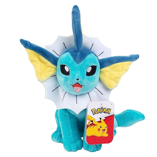 Pokémon Vaporeon 8" Plush - Officially Licensed - Eevee Evolution Figure - Authentic Soft Stuffed Animal Toy - Easter Basket Stuffer Gift for Kids, Boys, Girls - 2+