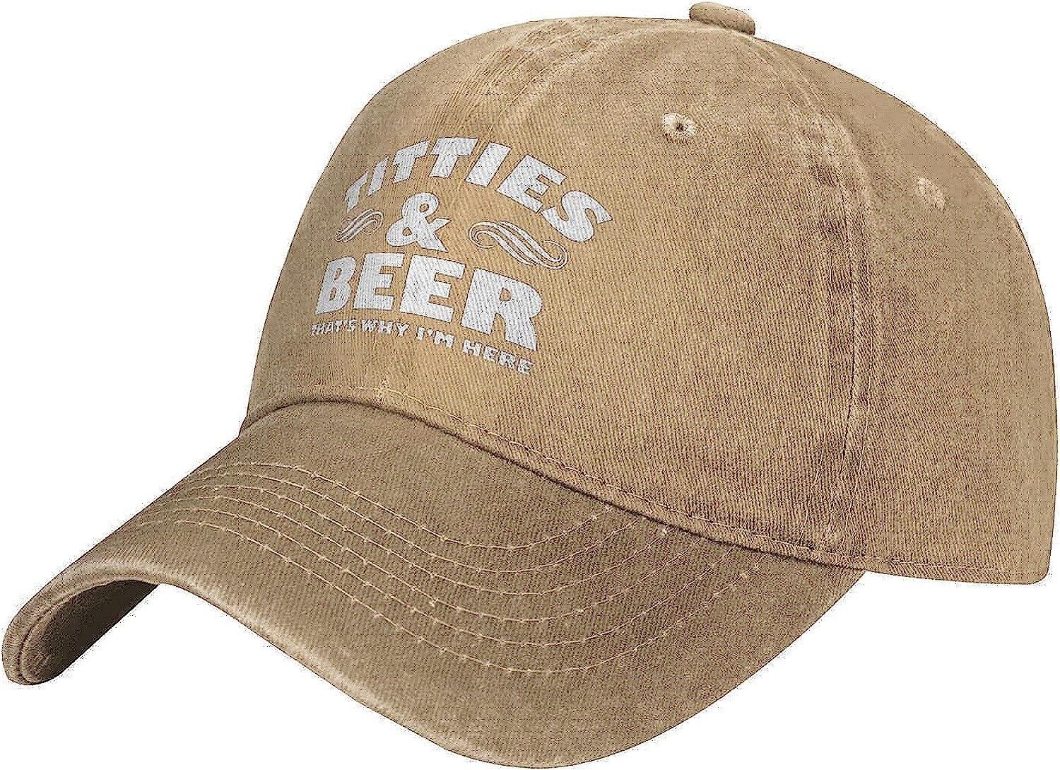 NLWQEKV Titties Beer That's Why I'm Here Baseball Cowboy Hat Adjustable Trucker Hat Natural