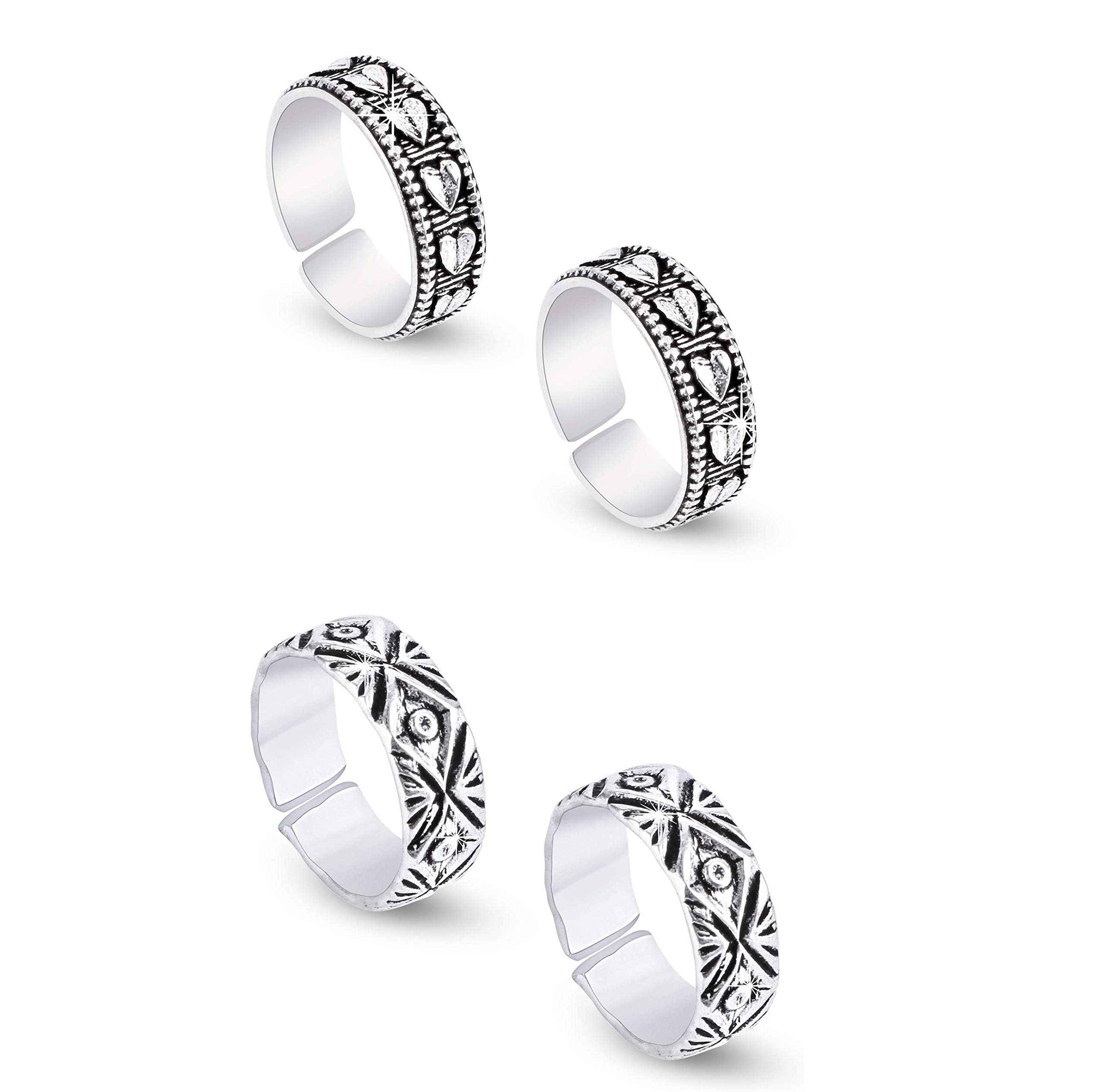 El Regalo Oxidized German Silver Toe Rings Sets (2 Pairs) for Women (Style 2) (B0849HMLZW) Amazon Price History, Amazon Price Tracker