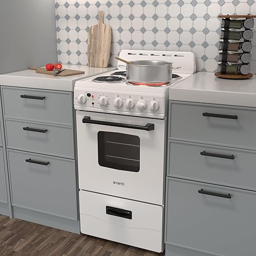 Miniatura 5 de Avanti Horno eléctrico de diseño compacto, capacidad de 2.1 pies cúbicos con 4 quemadores de bobina, puerta de horno de vidrio enmarcado, cajón de