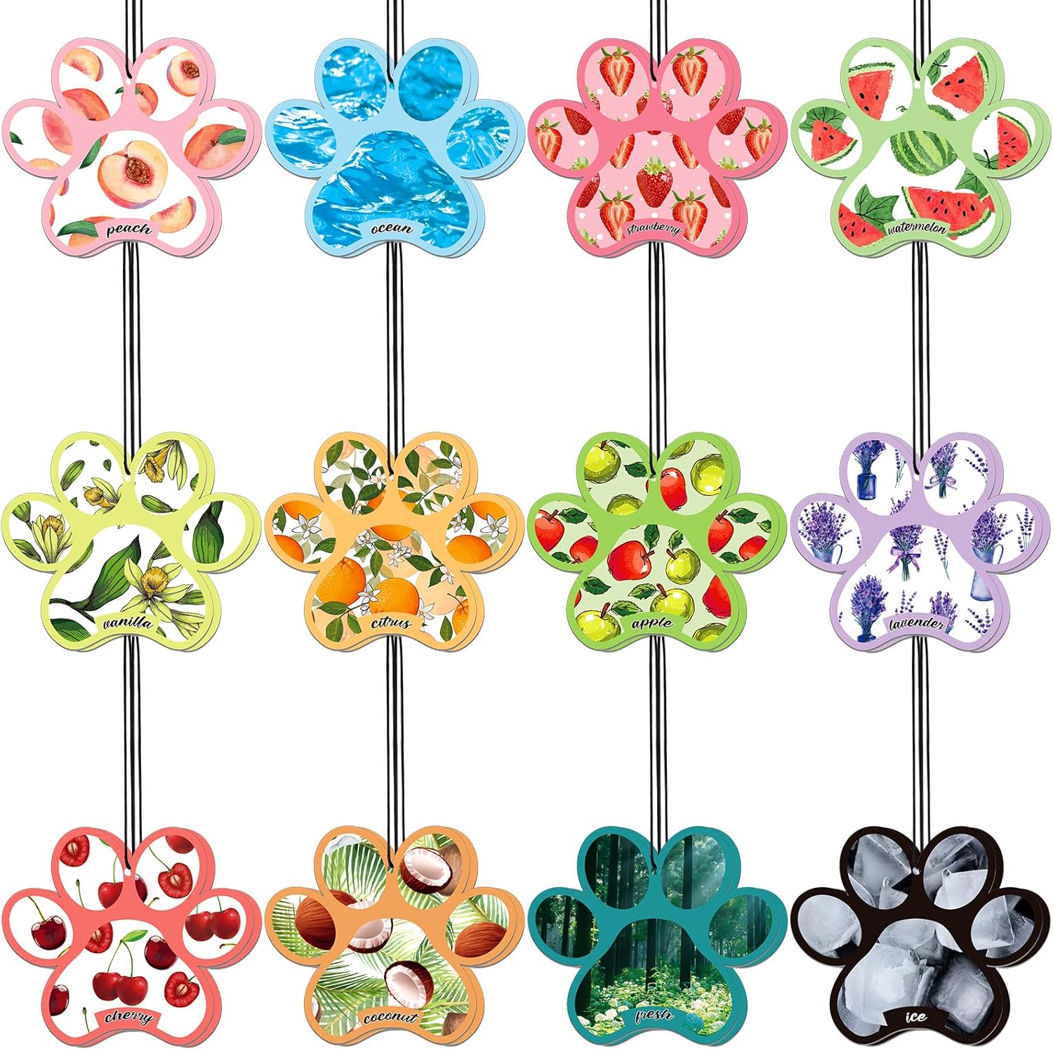 Demissle 24 Pcs Car Air Fresheners Bulk Cute Hanging Air