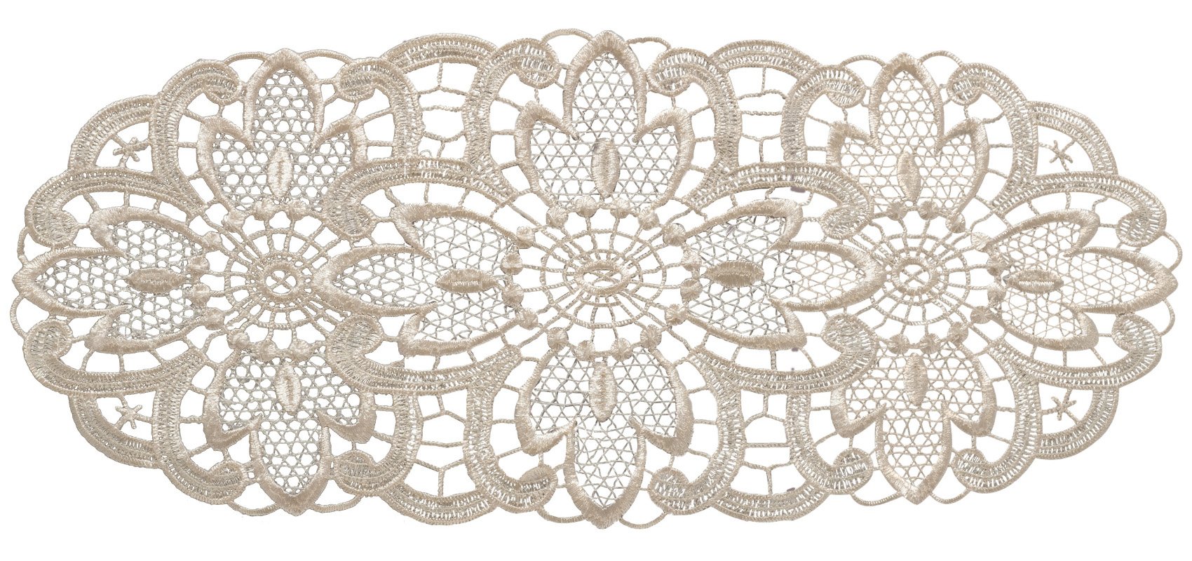 Classic Home Store Cream Pack Of 6 Floral Lace Oval Doilies 100% Polyester Traditional Table Linen Doyleys 15Cm X 32Cm (Cream)