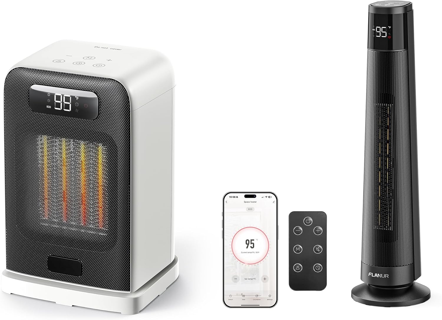 29inch Space Heaters Black Bundle with 10inch Portable Space Heater White