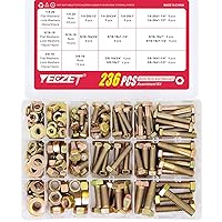 Vista 2 de YEEZET Kit de 236 arandelas de pernos y tuercas resistentes de grado 8, 1/4-20 5/16-18 3/8-16, tornillos hexagonales, tuercas, kit surtido, incluye