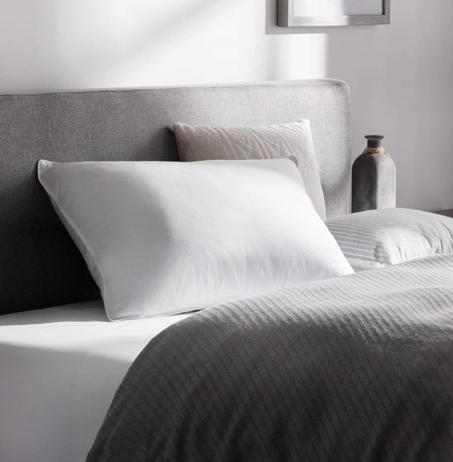 WEEKENDER Luxury Down Feather Pillow with 100% Cotton Fabric Cover, 1 Count (Pack of 1), White