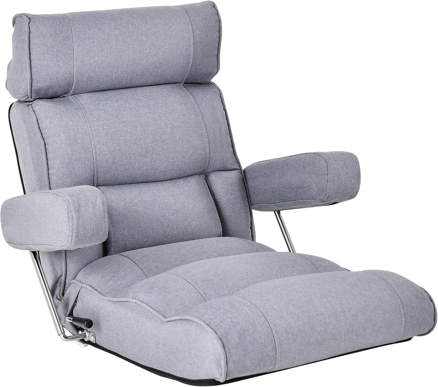 Giantex Adjustable Folding Sofa Chair - Lazy Floor Chair with Infinitely Adjustable Backrest, Extendable Armrest & Seat, Couch Recliner for Meditation, Reading, Gaming Floor Chairs for Adults (Gray)