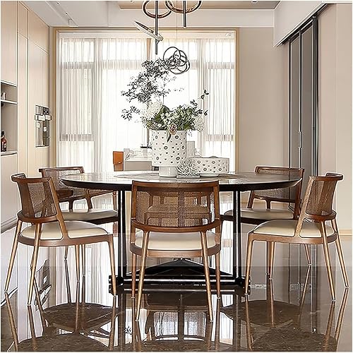 Miniatura 6 de sillas de comedor Vintage Madera maciza Silla de comedor Hotel Restaurante Paquete Suave Ocio Respaldo Ratán Cocina moderna