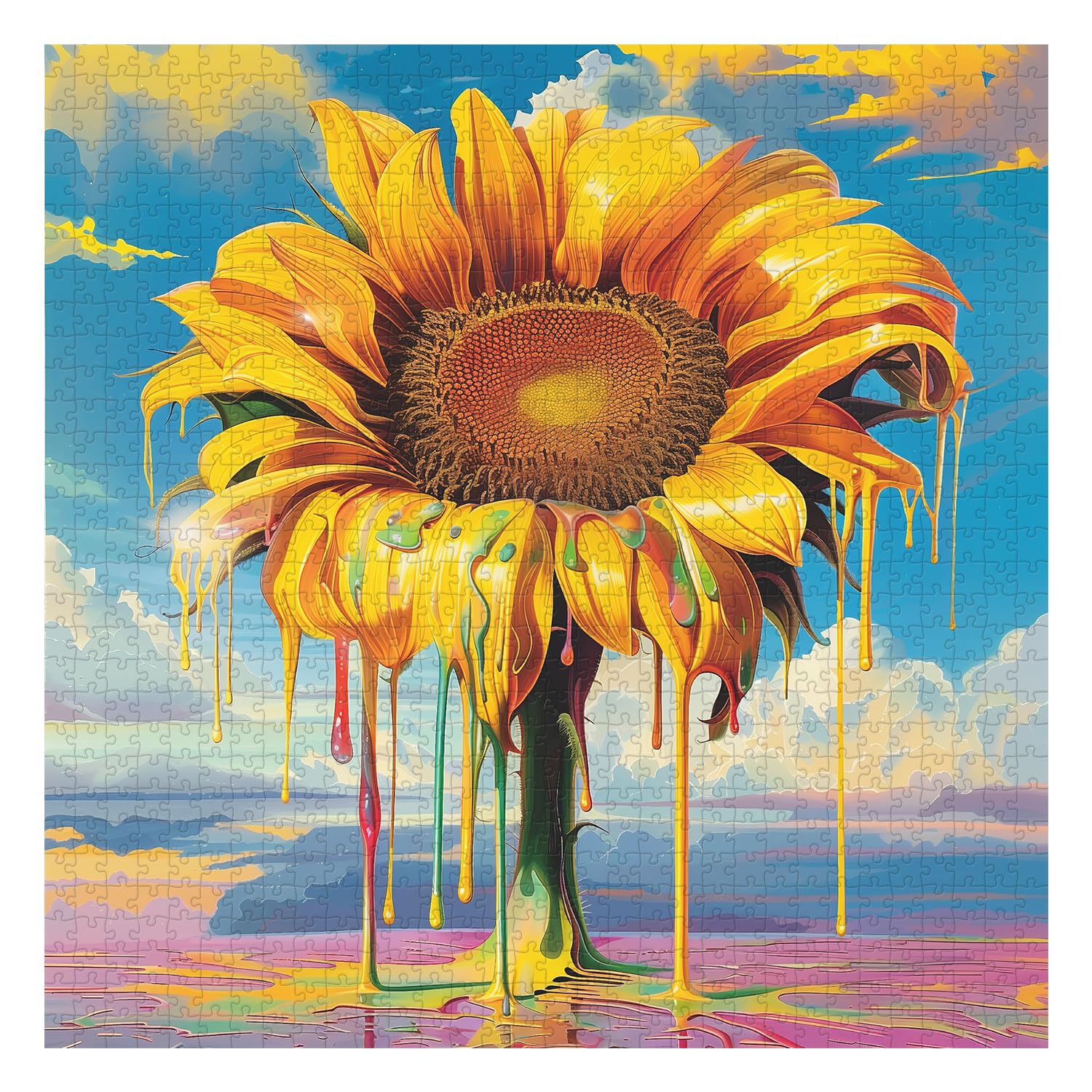 Sunflowers Plant Puzzle 1000 Pieces for Adults, Colorful Flowers Jigsaw Puzzles, Impossible Nature Art Puzzle as Floral Decor