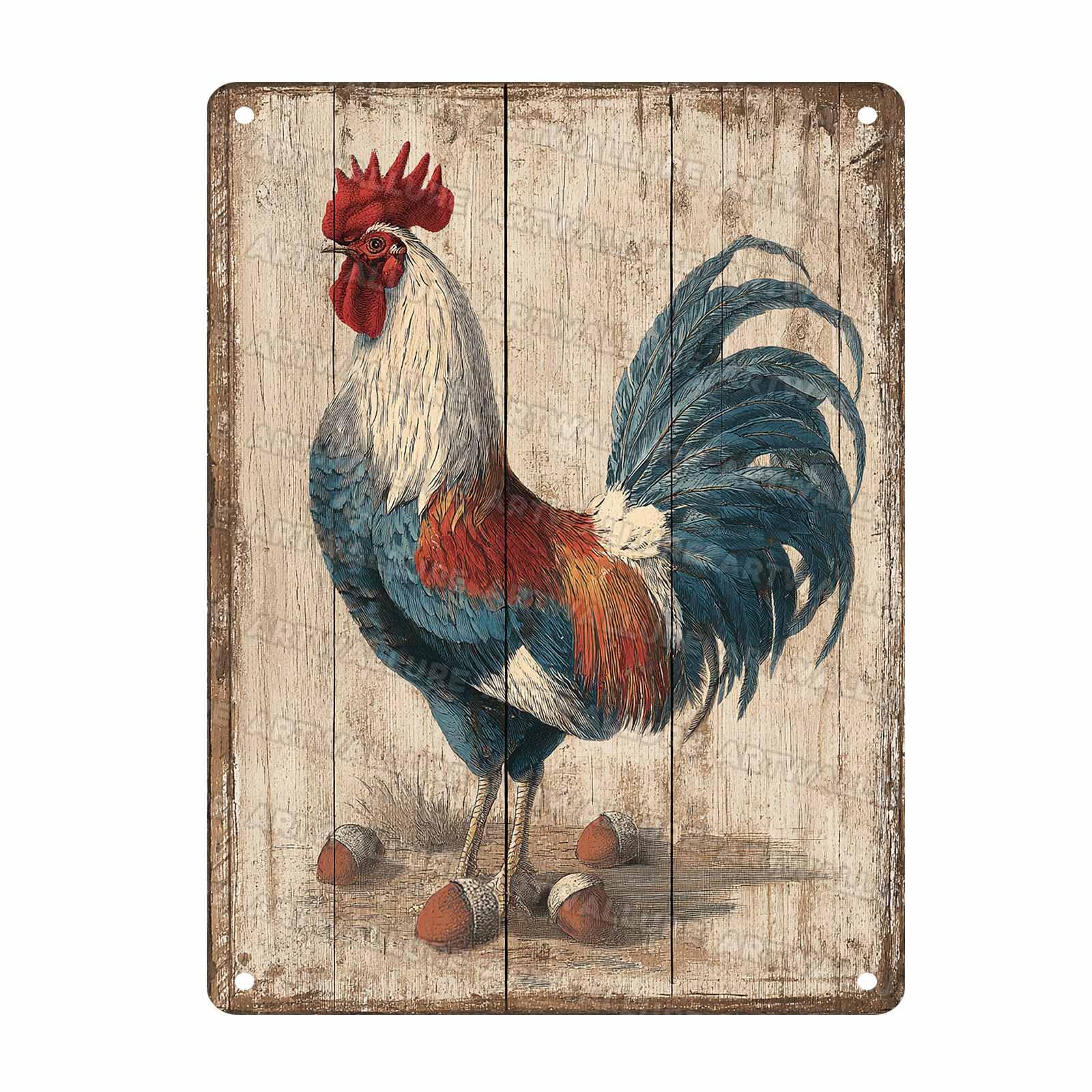 Funny Rooster Chicken Coop Vintage Metal Sign Home Kitchen Bathroom Garden Wall Art Decor Tin Poster 12X16Inch