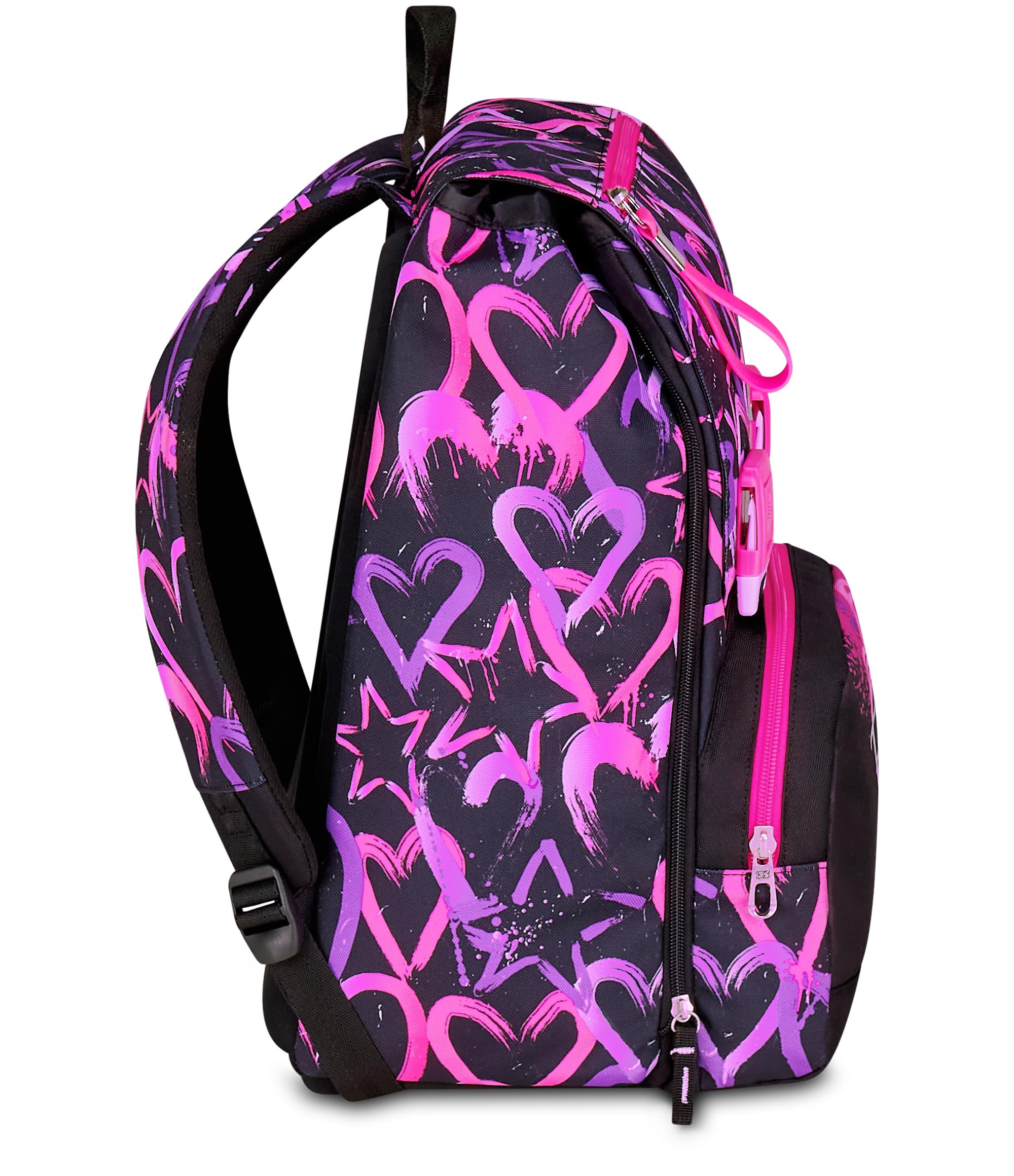 Seven Bundle Zaino Doppio Scomparto Estensibile, Rosa, Schienale Preformato, Bambina e Ragazza, Scuola + Astuccio 3 Zip, Rosa, Portapenne Triplo Scomparto Completo Di Penne, Matite, Colori