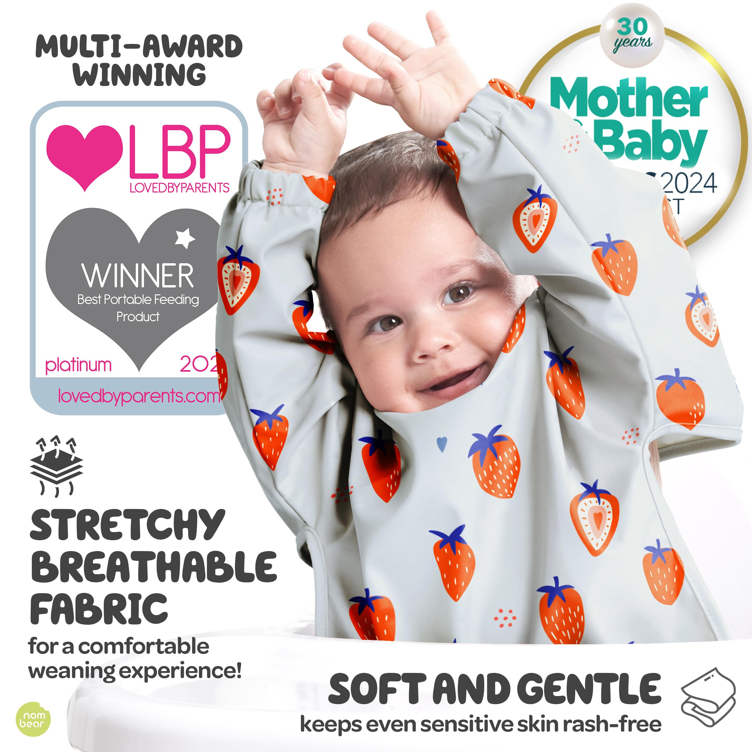 Nombear ® Bavaglini Impermeabili con Maniche 6 Mesi o Più - Bavaglini Pappa Svezzamento, Bavaglino con Maniche Lunghe, Bavaglini Impermeabili con Tasca, Bavaglio con Maniche per Bimbo