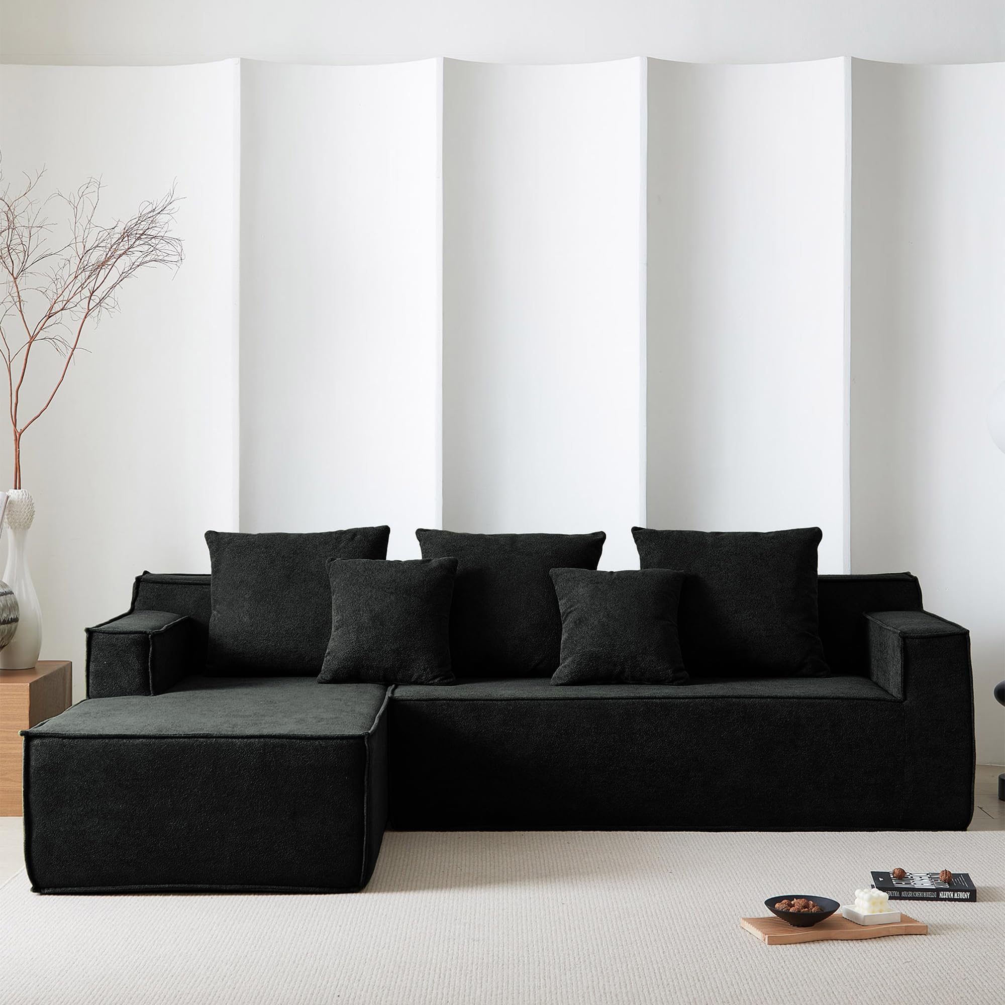 PurrJoys 2 mit modulares Sofa l Sofa, Sofa 7 sitzer, gepolsterte Sofas für Wohnzimmer und Schlafzimmer, Keine Montage erforderlich, schwarz
