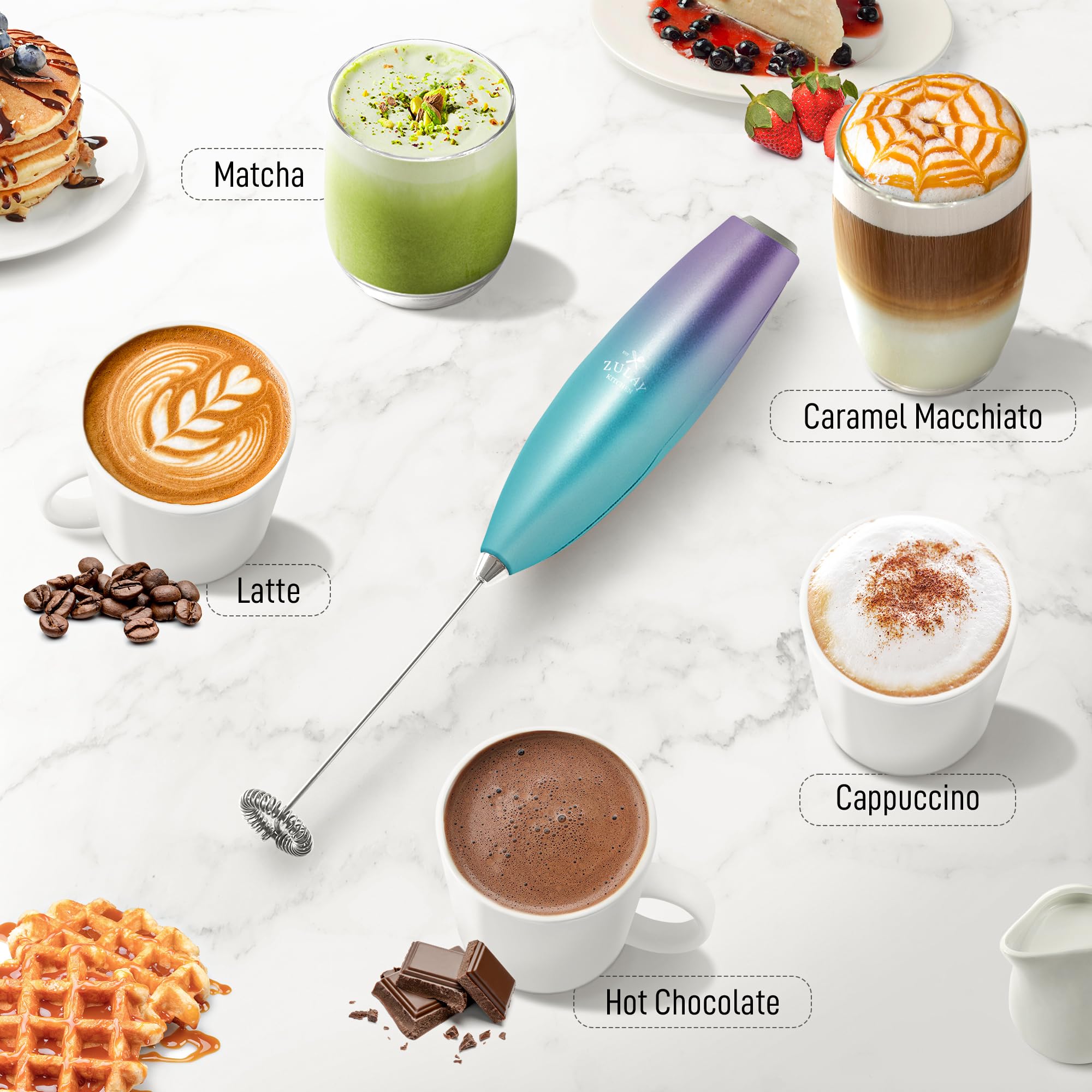 Amazon.com: Zulay Kitchen Milk Frother Handheld Electric Whisk