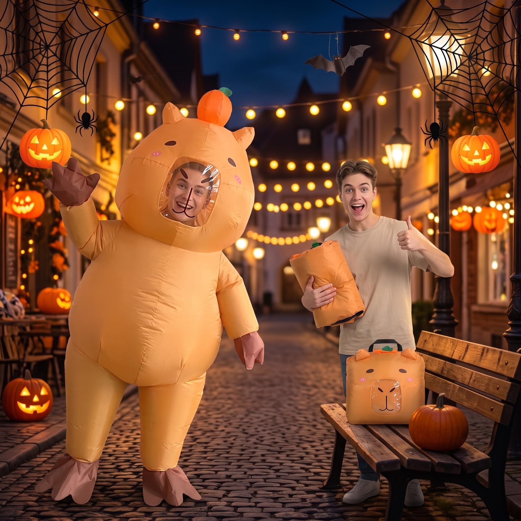 Disfraz inflable de dibujos animados para adultos, disfraces de animales para Halloween