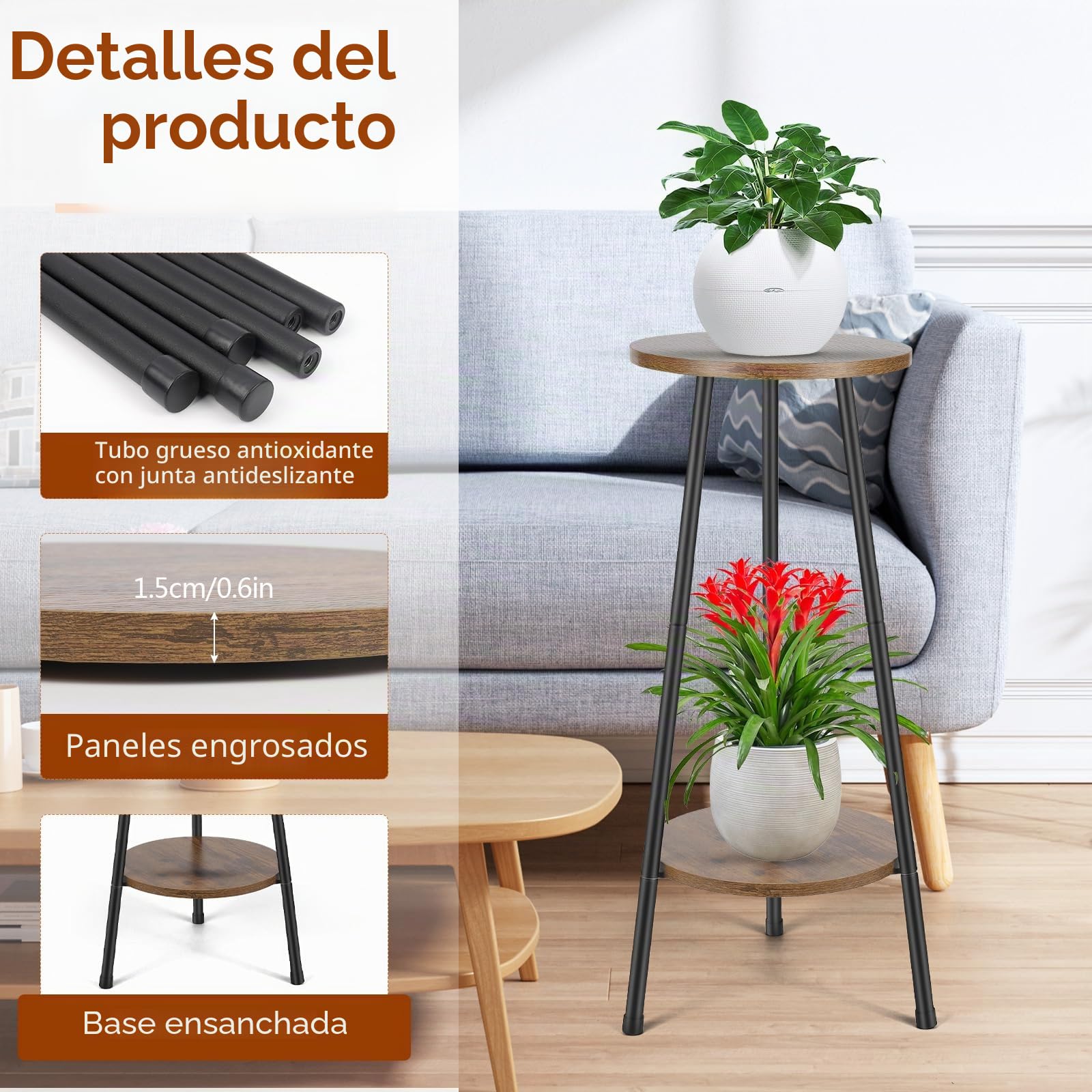 Diealles Shine Estanteria para Plantas 2 Niveles Convertible, Soporte para Plantas Madera, Plantas Interior Estante Macetas Interior Para Decoración de Balcón Jardín Sala de Estar