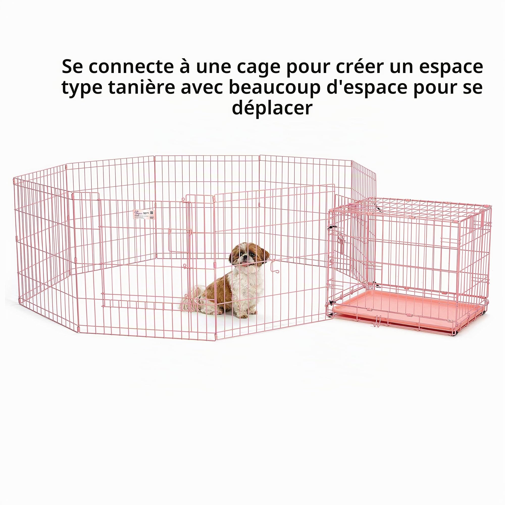 MidWest Homes for Pets 524DRPK Parc d'exercice pliant en métal avec porte, 60,96 x 60,96 cm (l x H) ; Rose