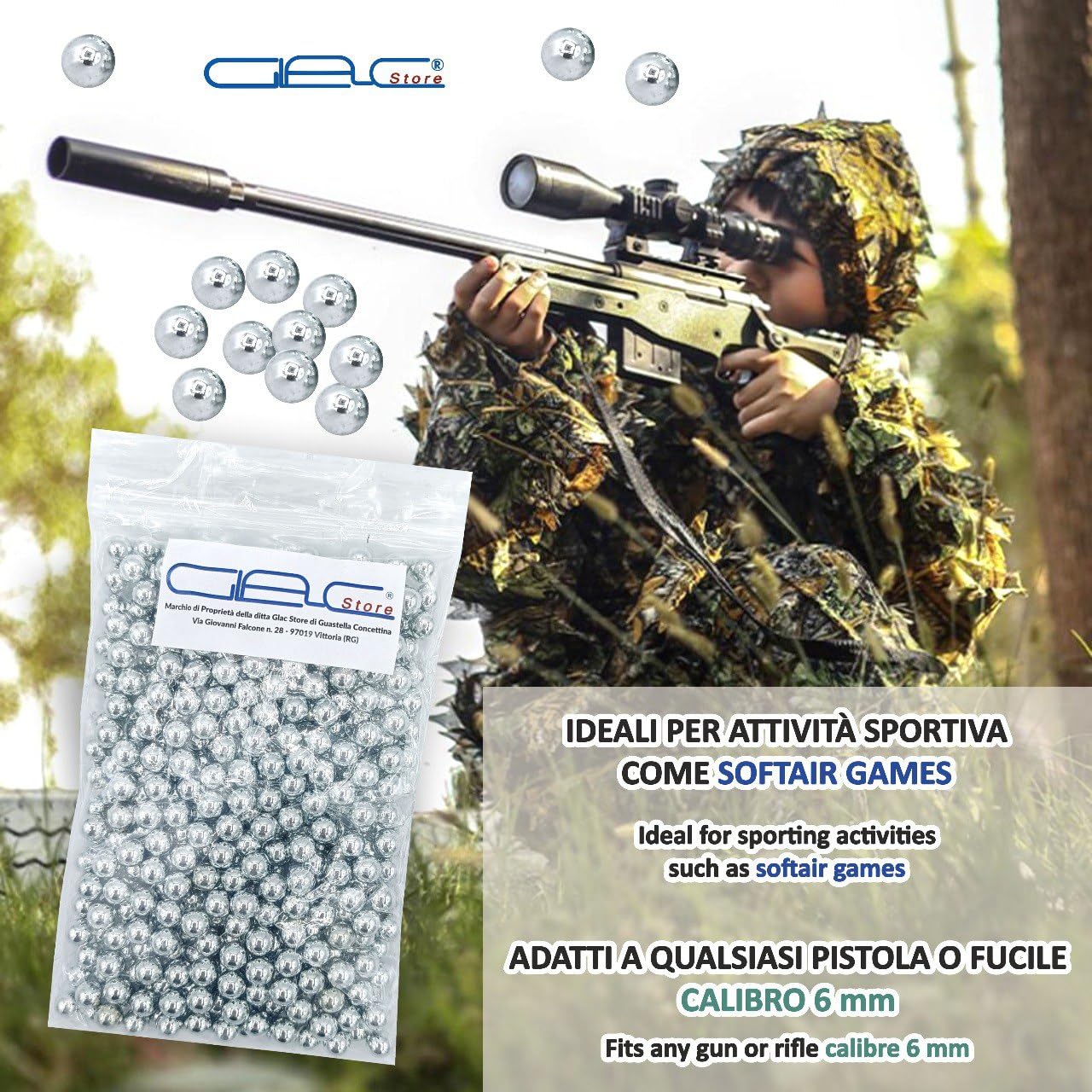 500 Pz Pallini in Acciaio Metallo da 6 mm per Softair Soft Air Pistole Fucili 0,80 Grammi Calibrati e Lucidati