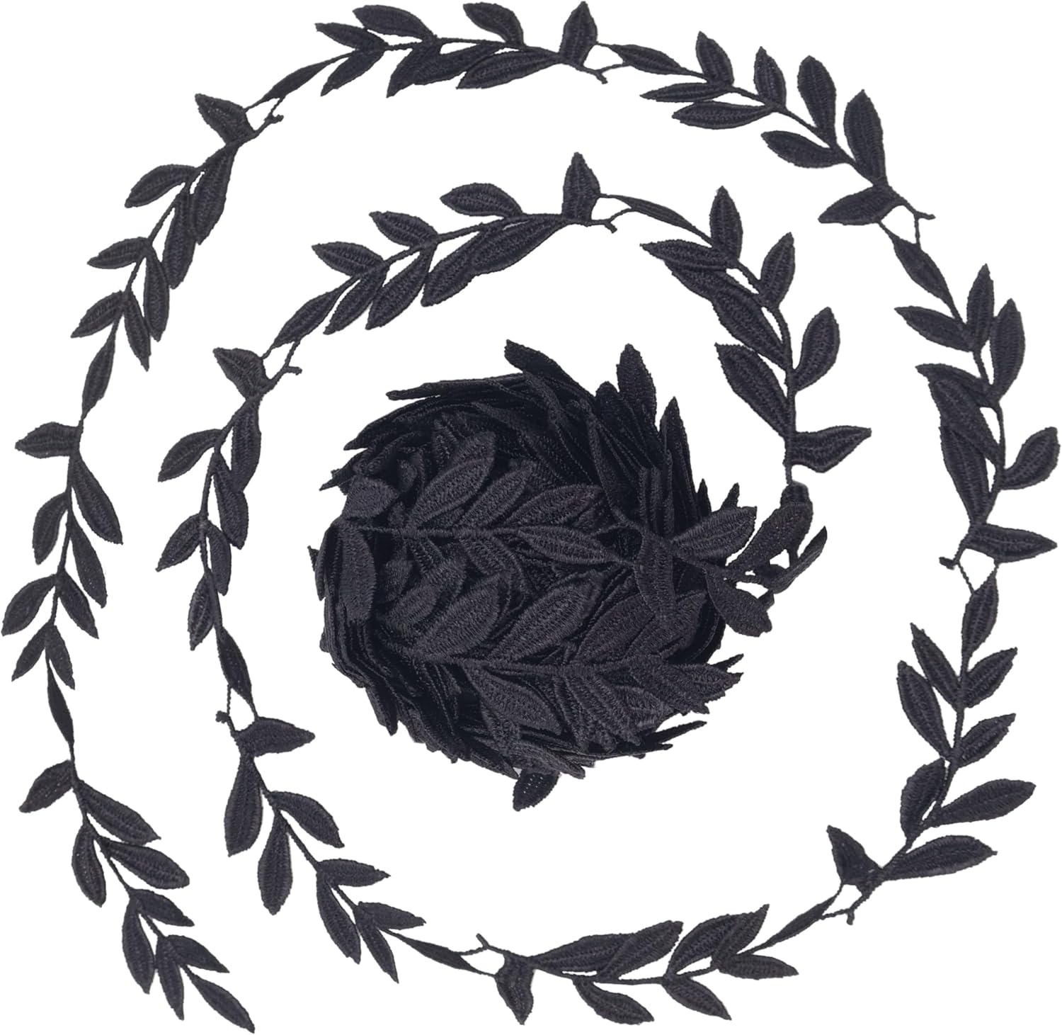 Leaf Edge Venice Lace Trim Ribbon for Sewing, 7 Yards Embroidery Patch Applique Trim for Wedding Bridal Dress Veil (Black)