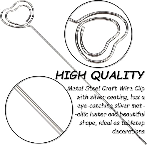 Miniatura 3 de H&W 50 piezas de clip de alambre para manualidades, 10 redondos, 10 corazones, 10 estrellas, 10 notas musicales, 10 flores, tarjeteros de mesa,