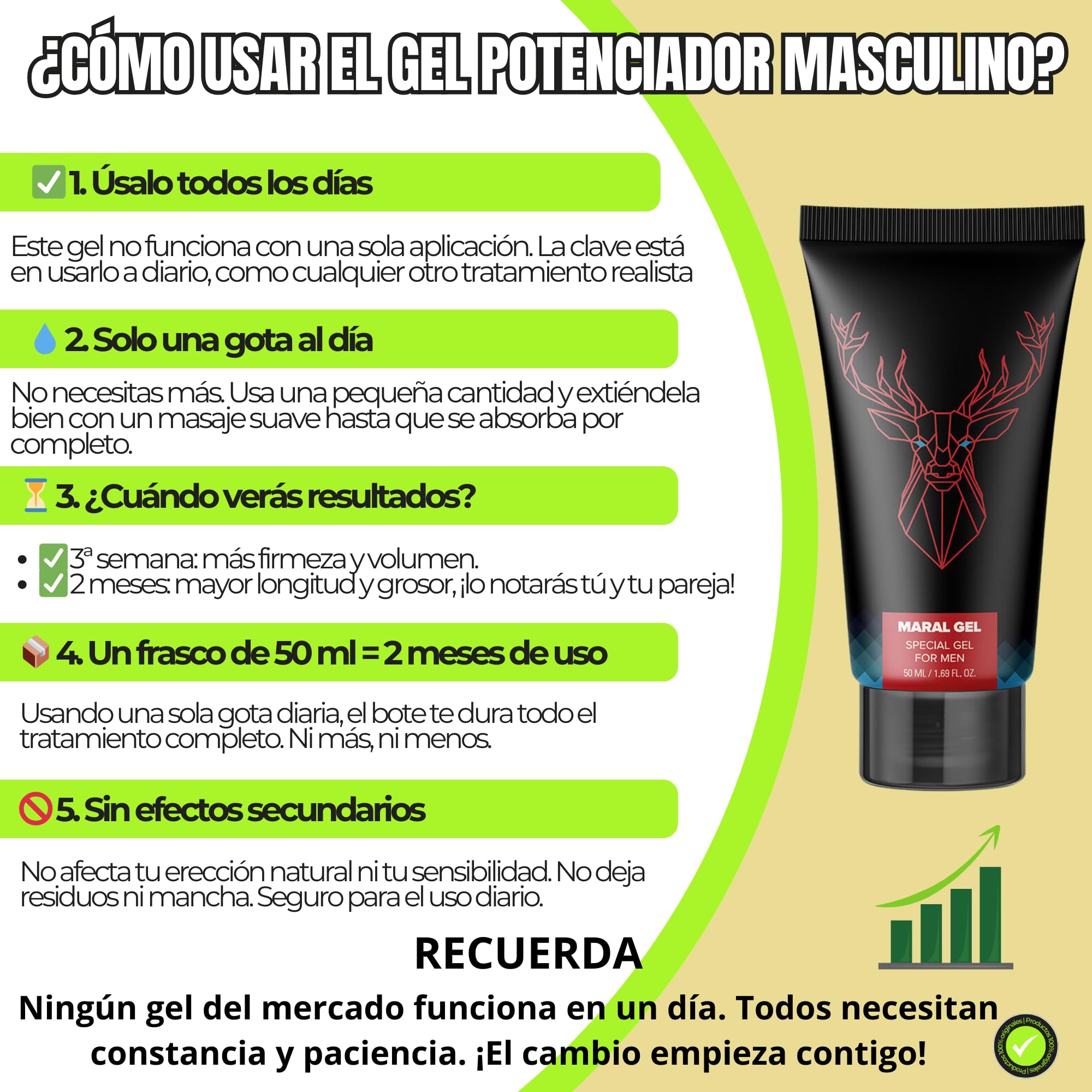 Gel Potenciador Masculino XXL 50 ML – Crema Virilidad Hombre – Aumenta Longitud y Grosor con Uso Constante/Formulación Natural