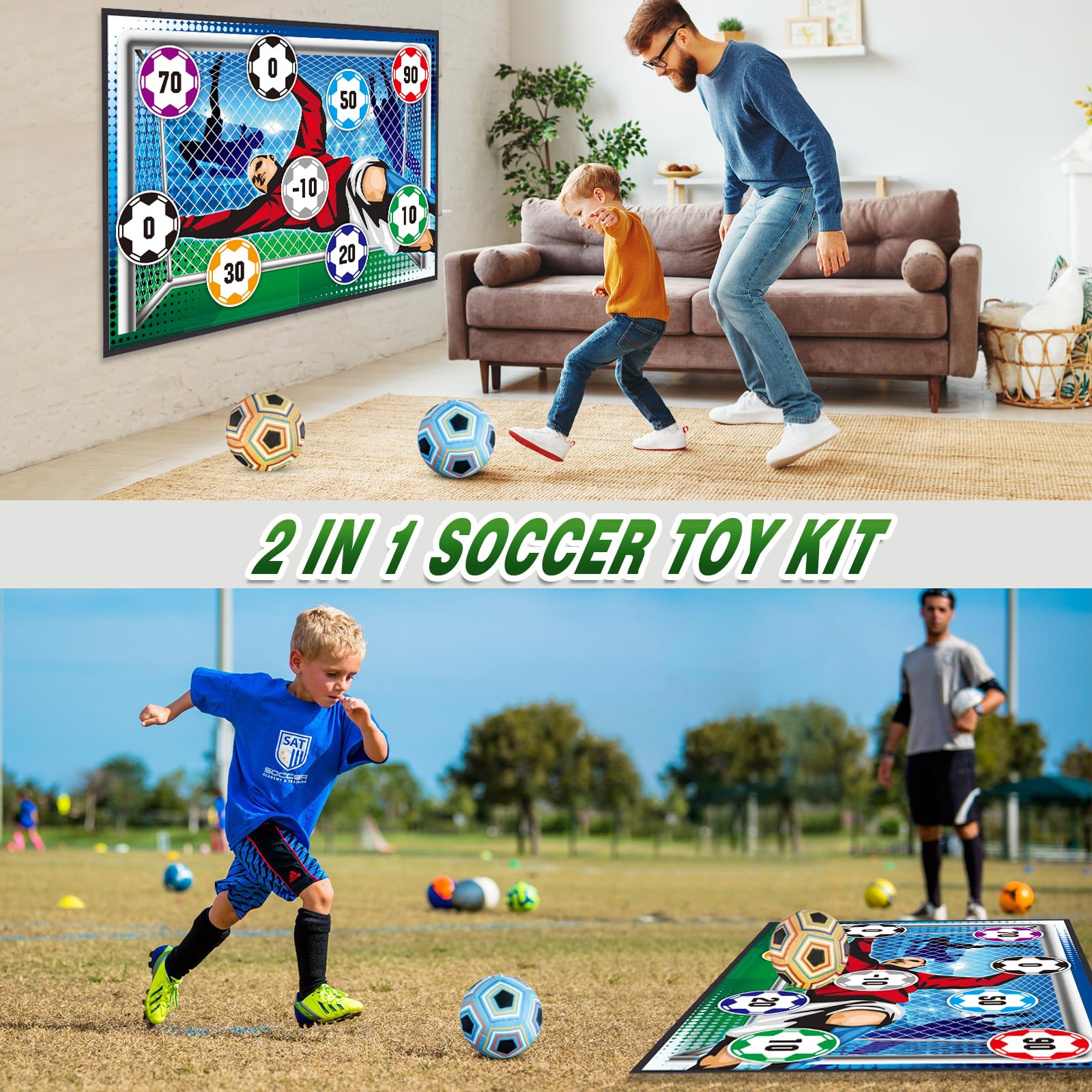 Soccer Ball Game Set for Kids: Indoor Outdoor Backyard Toss Soccer Goal Game with Balls, Toddlers Gift for 3 4 5 6 7 8 Year Old Boy Toys,Foldable Flannel Goals,Ideal for Parent-Child Bonding - Image 3